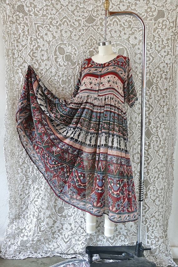 Paper Thin Indian Gauze Cotton Smock Dress - image 1