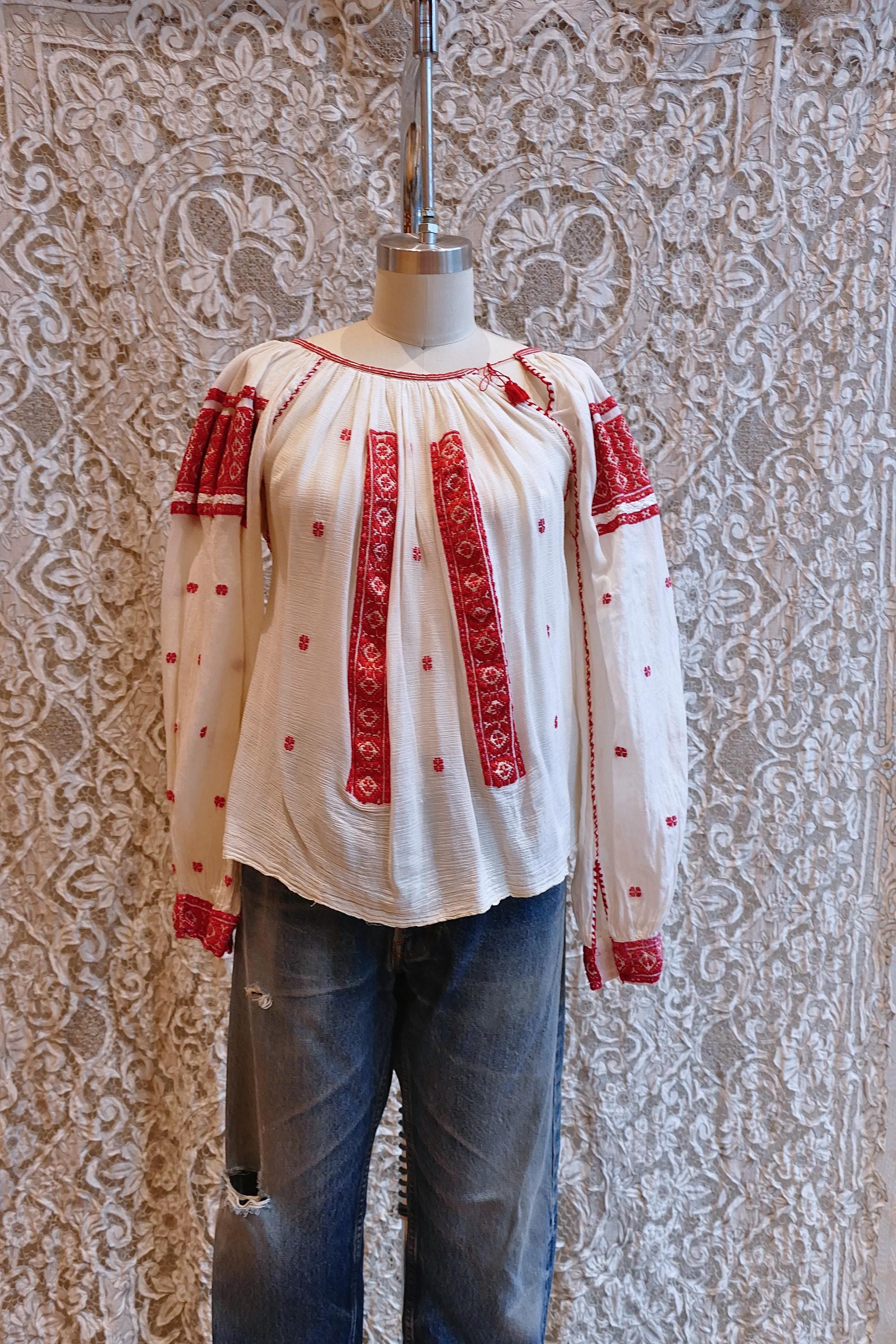トップス 1940s~1950s Romanian Blouse Red Romanian Blouse Red - Etsy