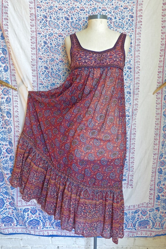 1970's Indian Gauze Cotton Dress As Is
