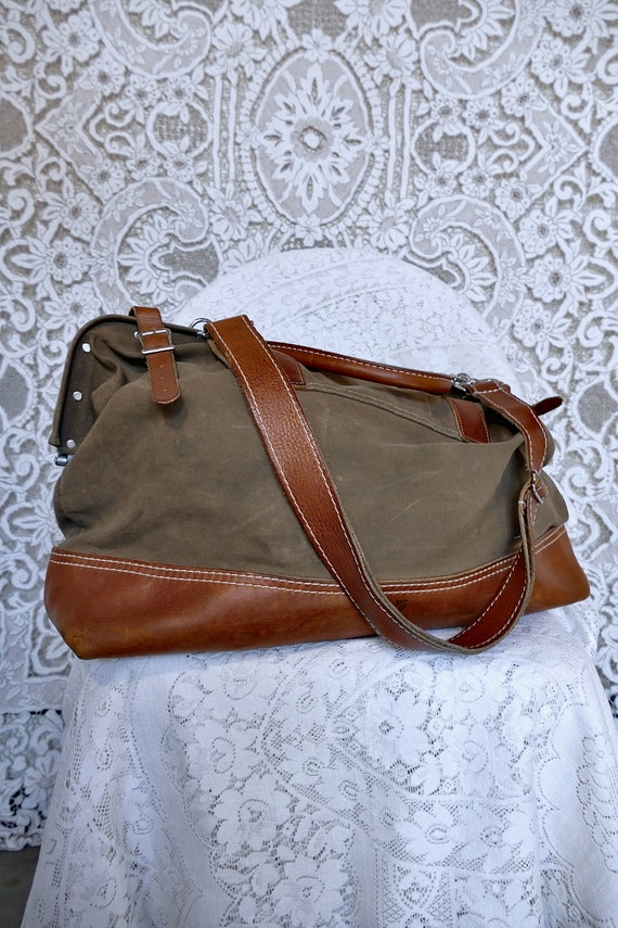 Canvas Leather Overnight Bag - image 3