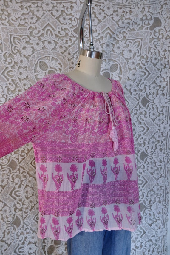 Pink Indian Gauze Cotton Blouse - image 5