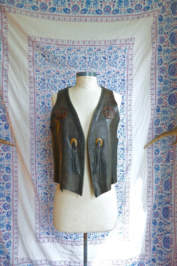 Handmade Fringe Leather Patchwork Vest