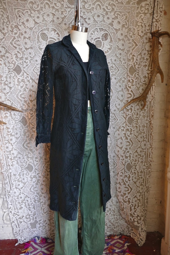 Black Cotton Lace Coat