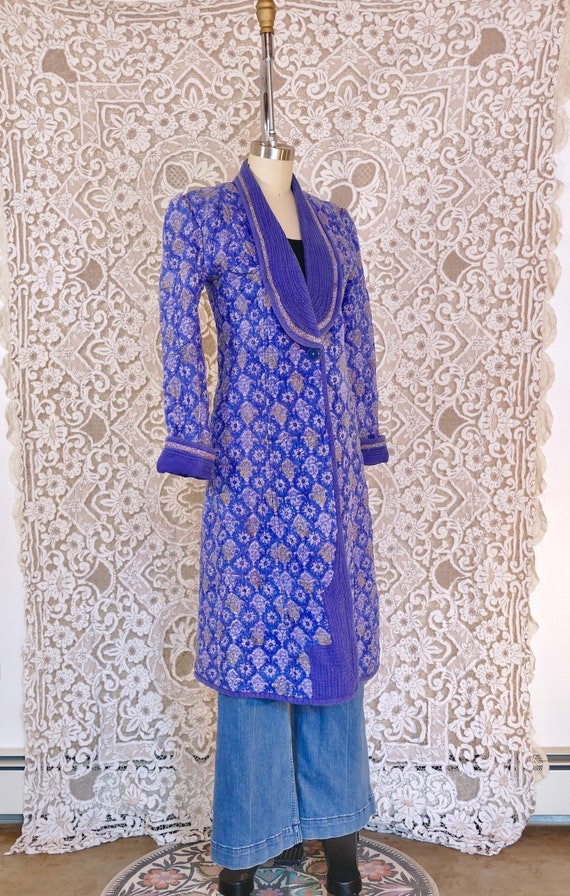 Blue Quilted Indian Gauze Cotton Duster Coat