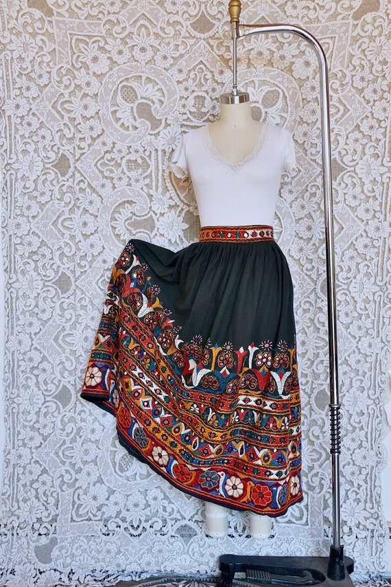 Indian Mirrored Embroidered Midi Skirt