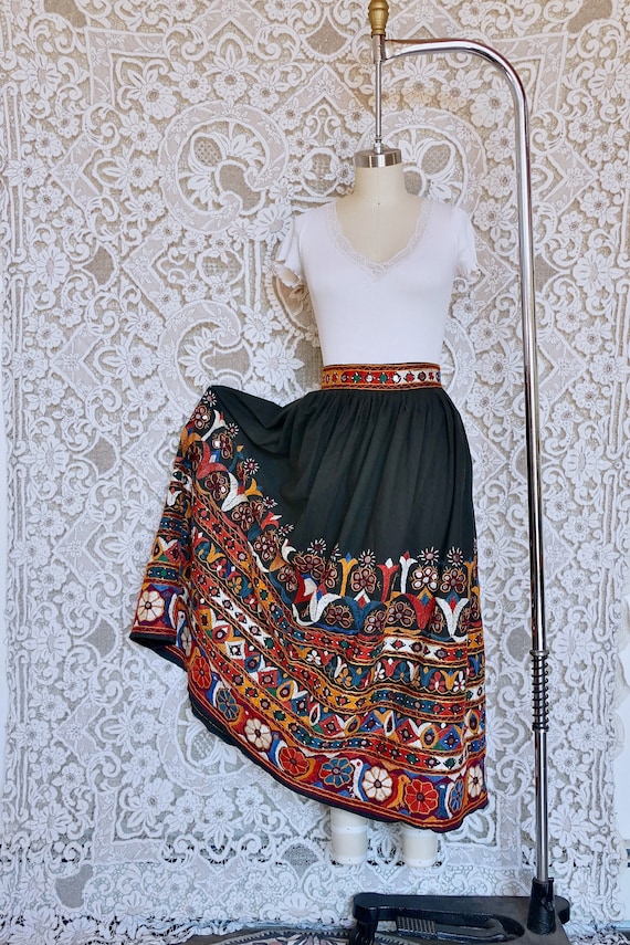 Indian Mirrored Embroidered Midi Skirt