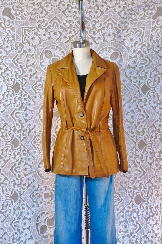 Santa Fe Tan Leather  Jacket As Is