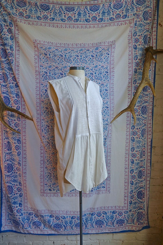Cut Sleeve Vintage Edwardian Woven Shirt As Is