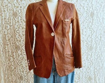 Tan Leather Blazer As Is