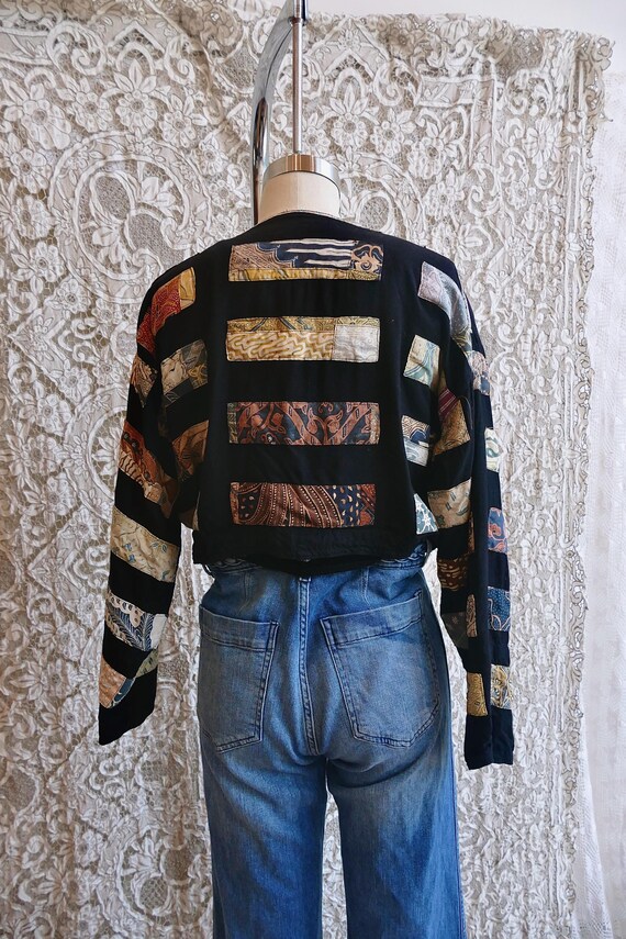 Cropped 90's Indonesian Patchwork Jacket - image 9