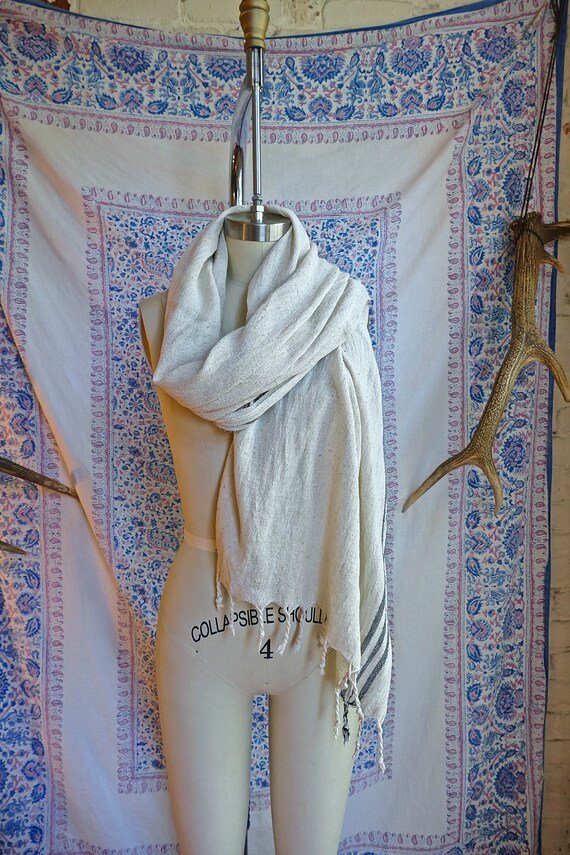 Raw Silk Striped Scarf