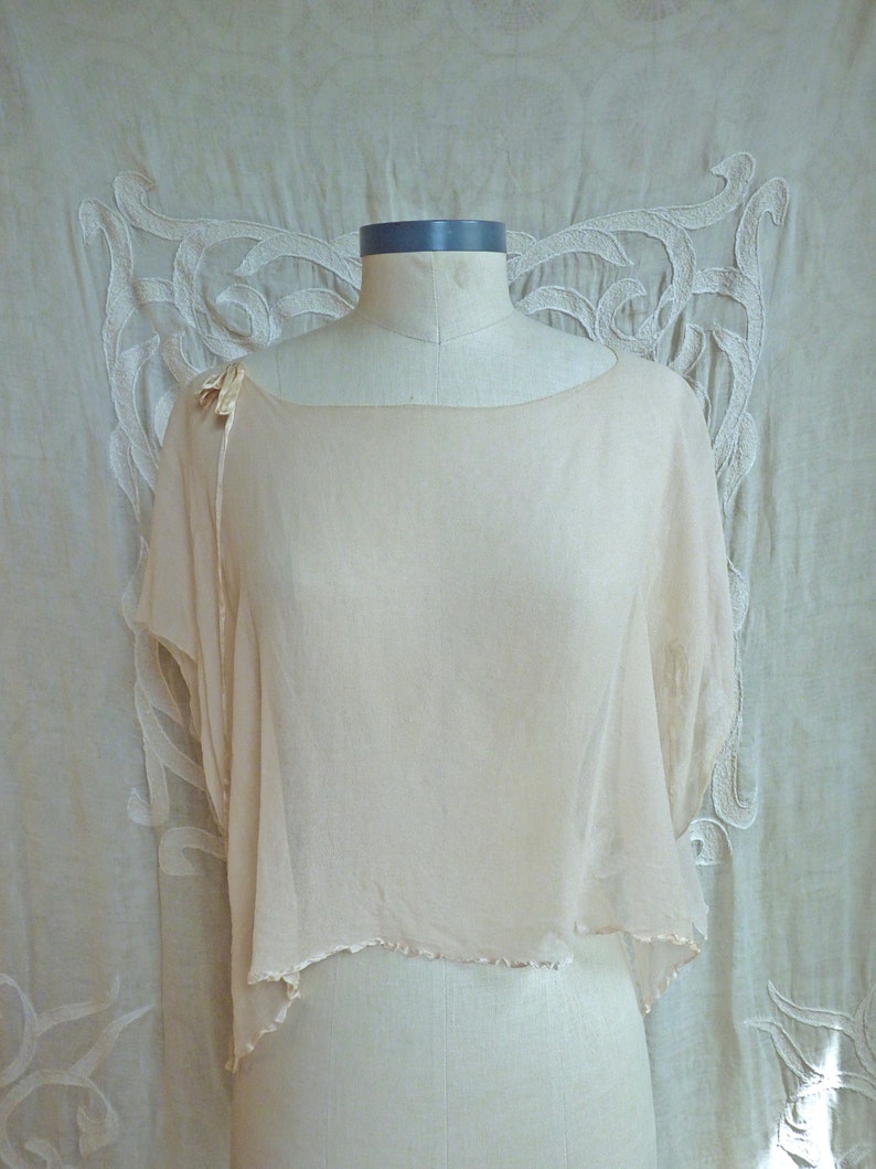 Sheer Pale Pink Silk 1920s Blouse