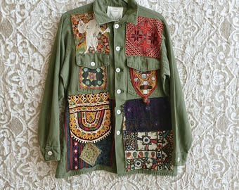 Reckless Daughter Hand Patched Vintage Army Jacket