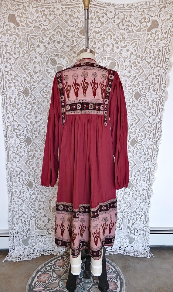 Red Indian Cotton Peasant Dress - image 7
