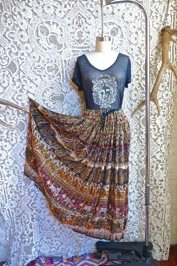 Animal Print Lurex Gauze Indian Skirt