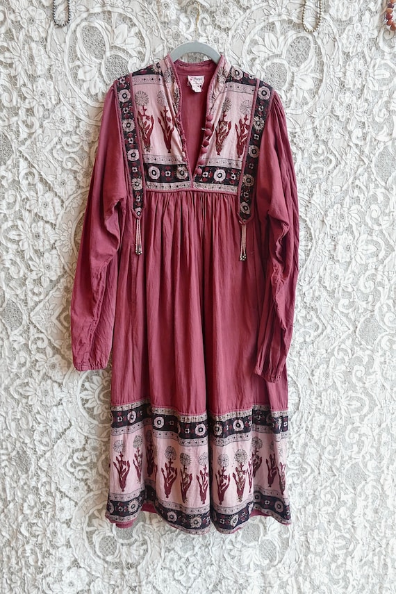 cotton peasant dress Toad & Co Manzana Square Neck Long Sleeve Dress - Soot Graphic Print