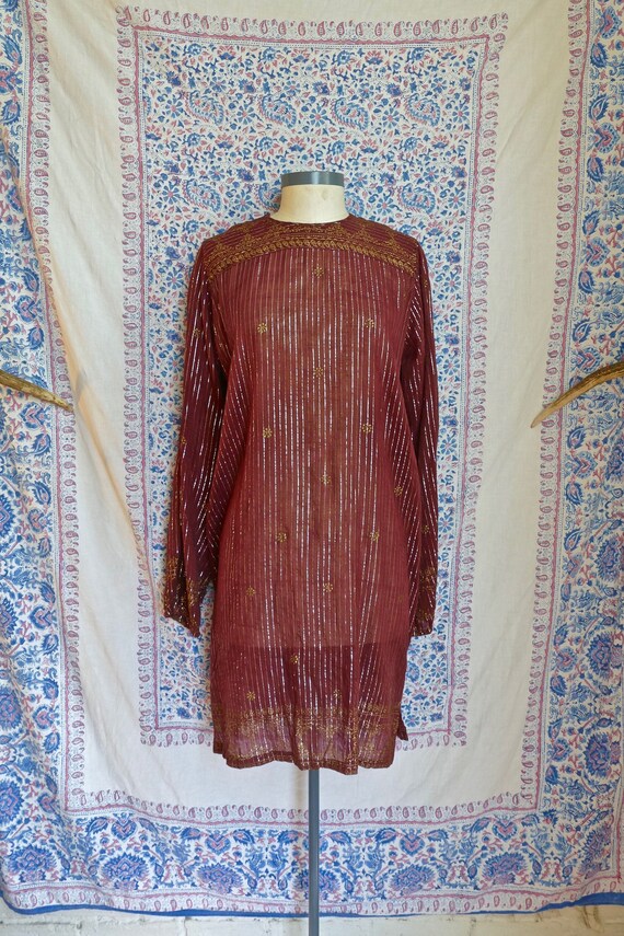 1970's Indian Gauze Cotton and Lurex Tunic