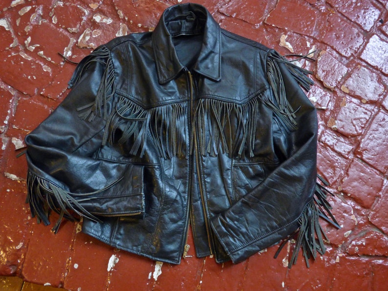 Western Fringe Leather Biker Jacket