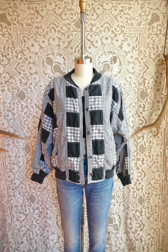 WEEKEND SALE Patchwork Quilted Cotton Bomber Jacke