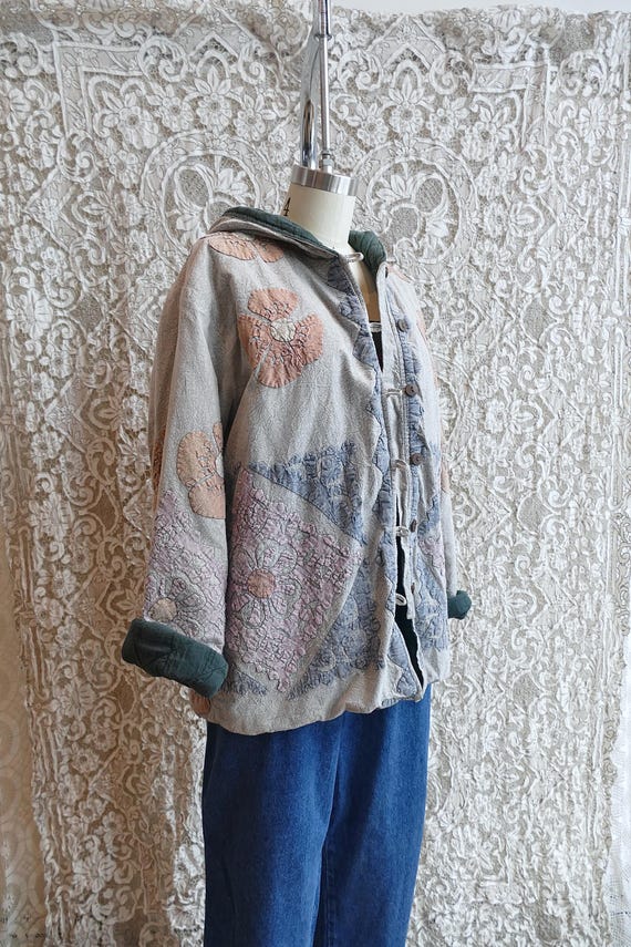 Indian Cotton Hooded Patchwork Jacket - image 1