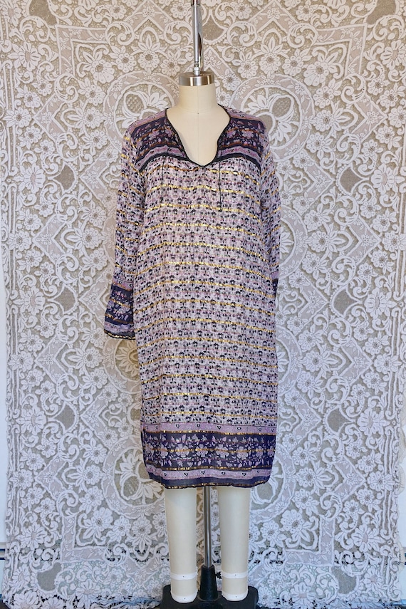 Indian Gauze Cotton and Rainbow Lurex  Dress