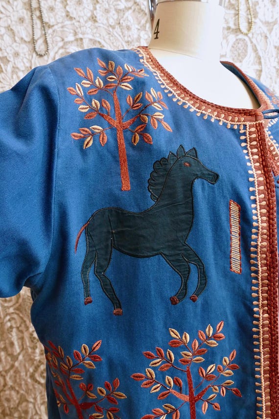 Blue Cotton Applique Horses Jacket - image 5
