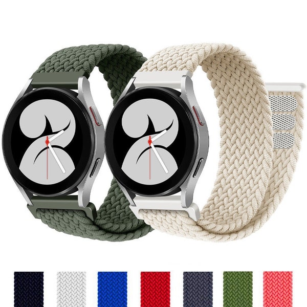 Pour Samsung Galaxy Watch 4/Classique Nylon Tressé Boucle Élastique Bande Velcro Fermeture 20 MM