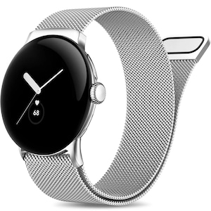 Metal Milanese Strap for Google Pixel Watch 1: Magnetic Closure Band Silver