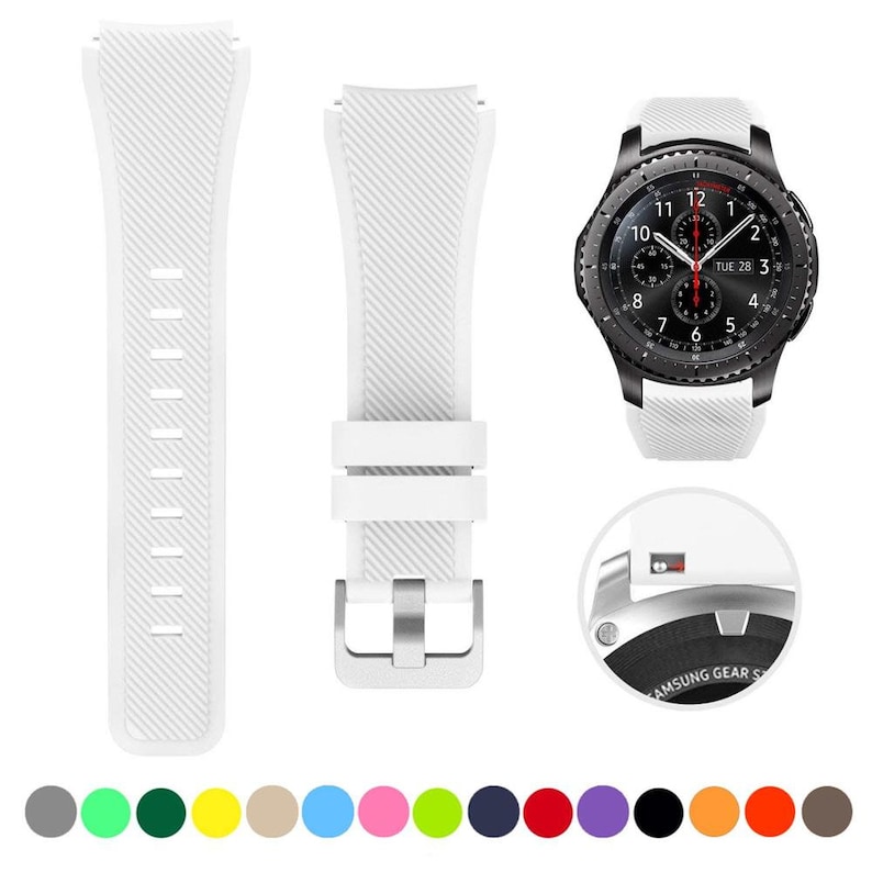 22mm 20mm Silicone Rubber Watch Band – Waterproof Sport Strap with Quick Release – Soft Replacement Band White