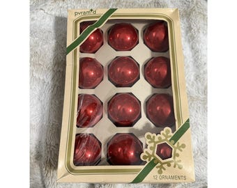 Adornos de bolas de cristal rojo de la marca Pyramid de Rauch Industries, de VTG (caja de 12)
