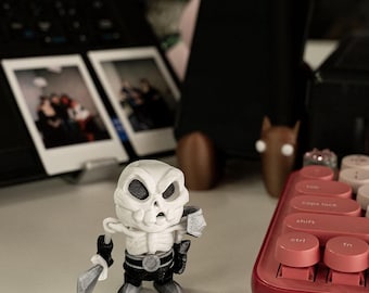 Llavero de miniesqueleto impreso en 3D de Knight-mare: guerrero no muerto espeluznante