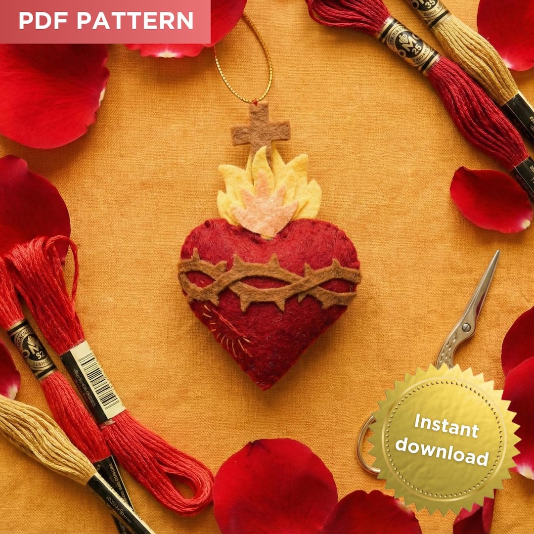 Sacred Heart of Jesus Felt Ornament Pattern | Catholic PDF Sewing ...