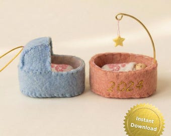 Babys erstes Ornament Muster, Filz Andenken Krippe Stubenwagen Ornament (PDF)
