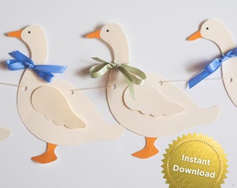 Patrón PDF SVG de guirnalda de ganso tonto: Baby Shower, primer cumpleaños, decoración infantil (descarga digital)