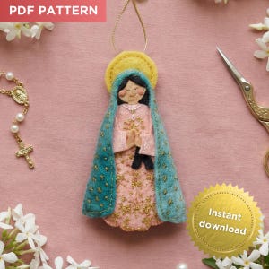 Our Lady of Guadalupe Felt Ornament Sewing Pattern | PDF Download | Catholic Virgin Mary Embroidery