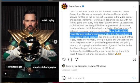 ANIKI Green Ranger BITS 2014 version MMPR Cosplay Costume