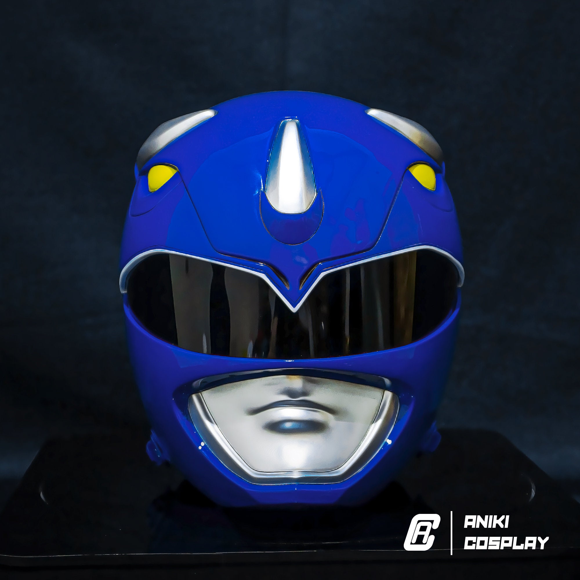 Power Rangers Dino Fury Blue Ranger Helmet Cosplay Accessory Prop