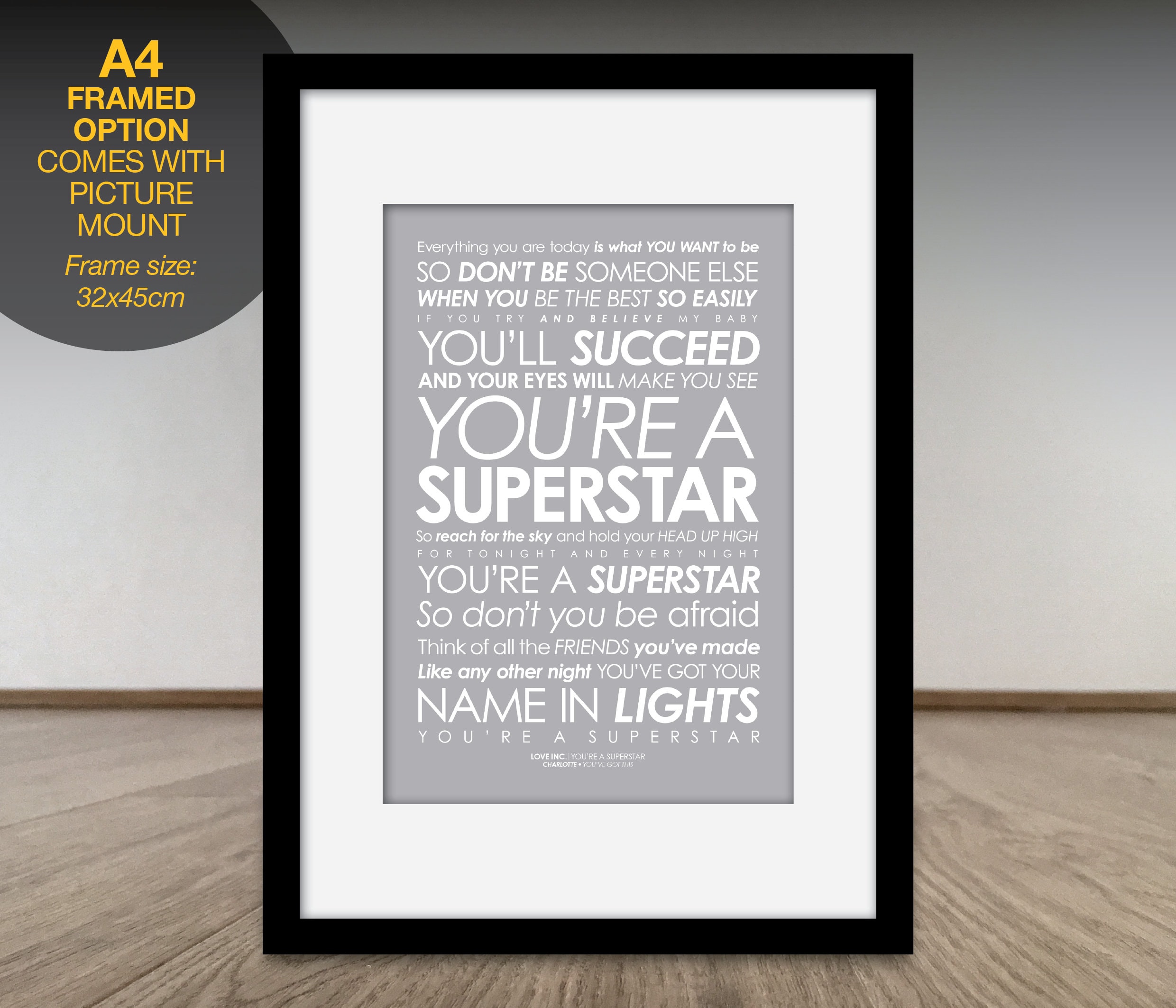 Love Inc Youre A Superstar Lyrics Print Motivational Etsy Uk