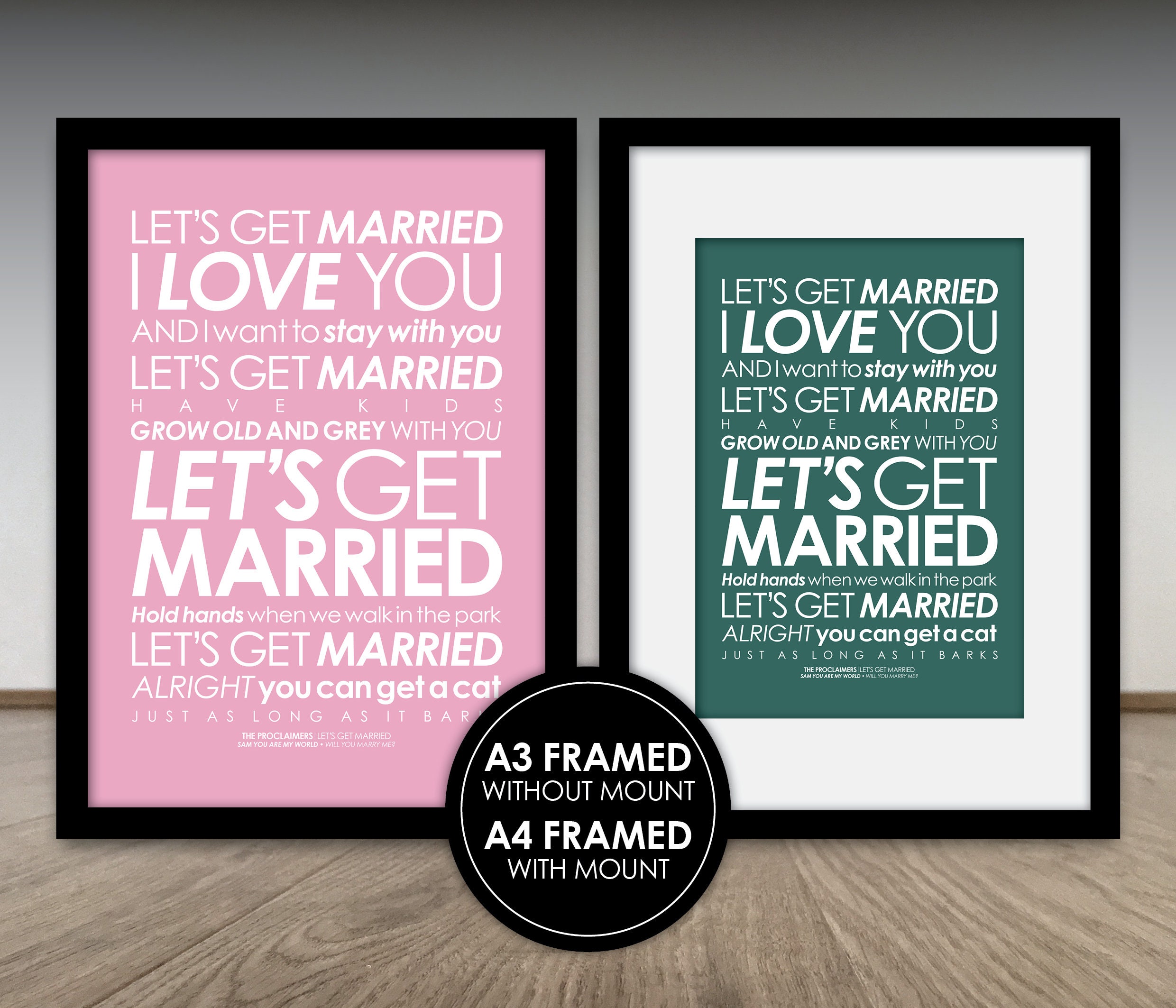 The Proclaimers Lets Get Married LYRICS Print Optional Etsy UK