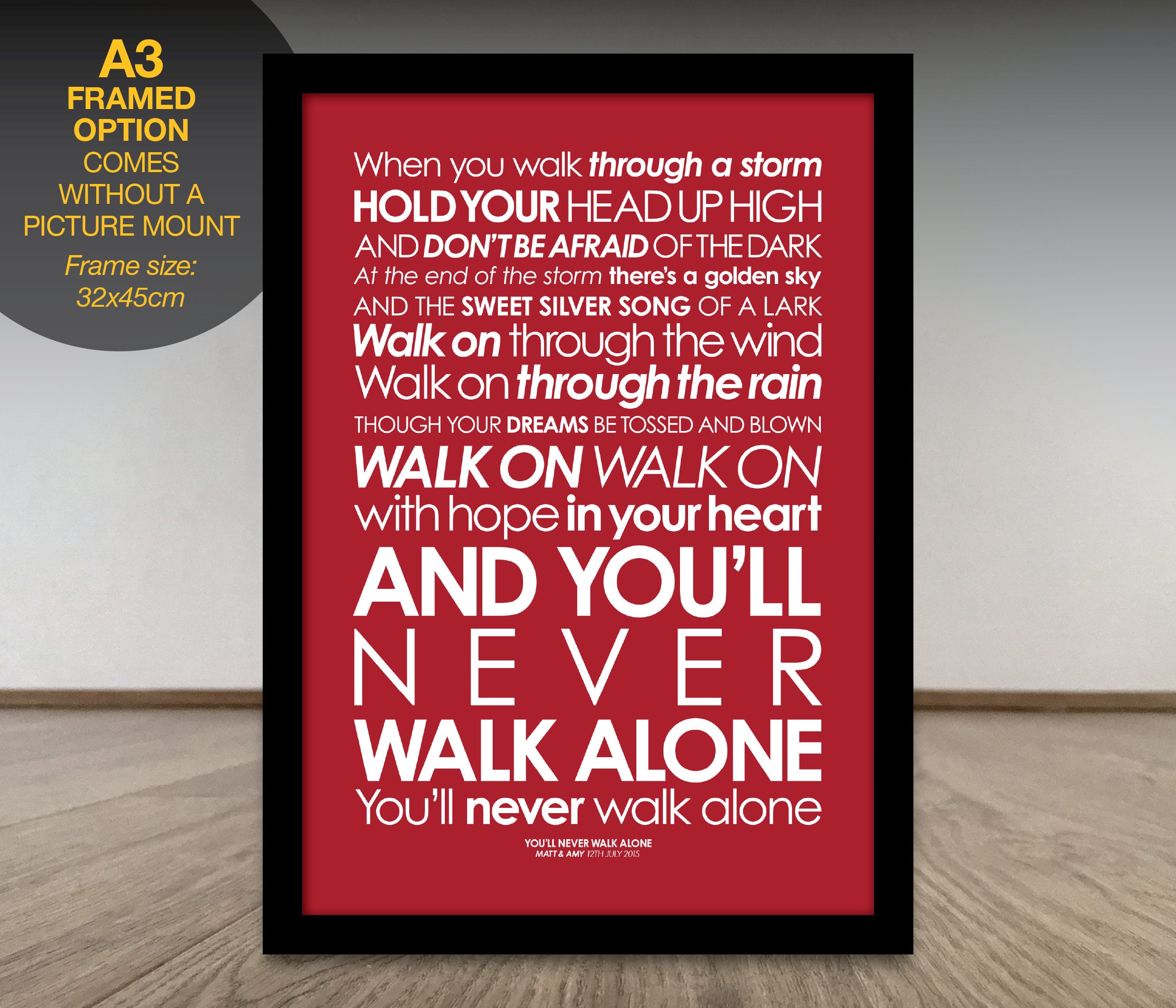 Youll Never Walk Alone LYRICS print. With personalised Etsy