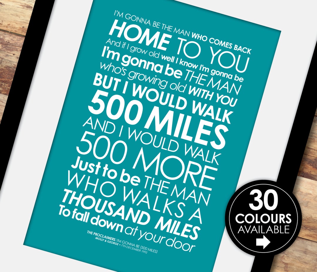 The Proclaimers Im Gonna Be 500 Miles LYRICS Print Etsy
