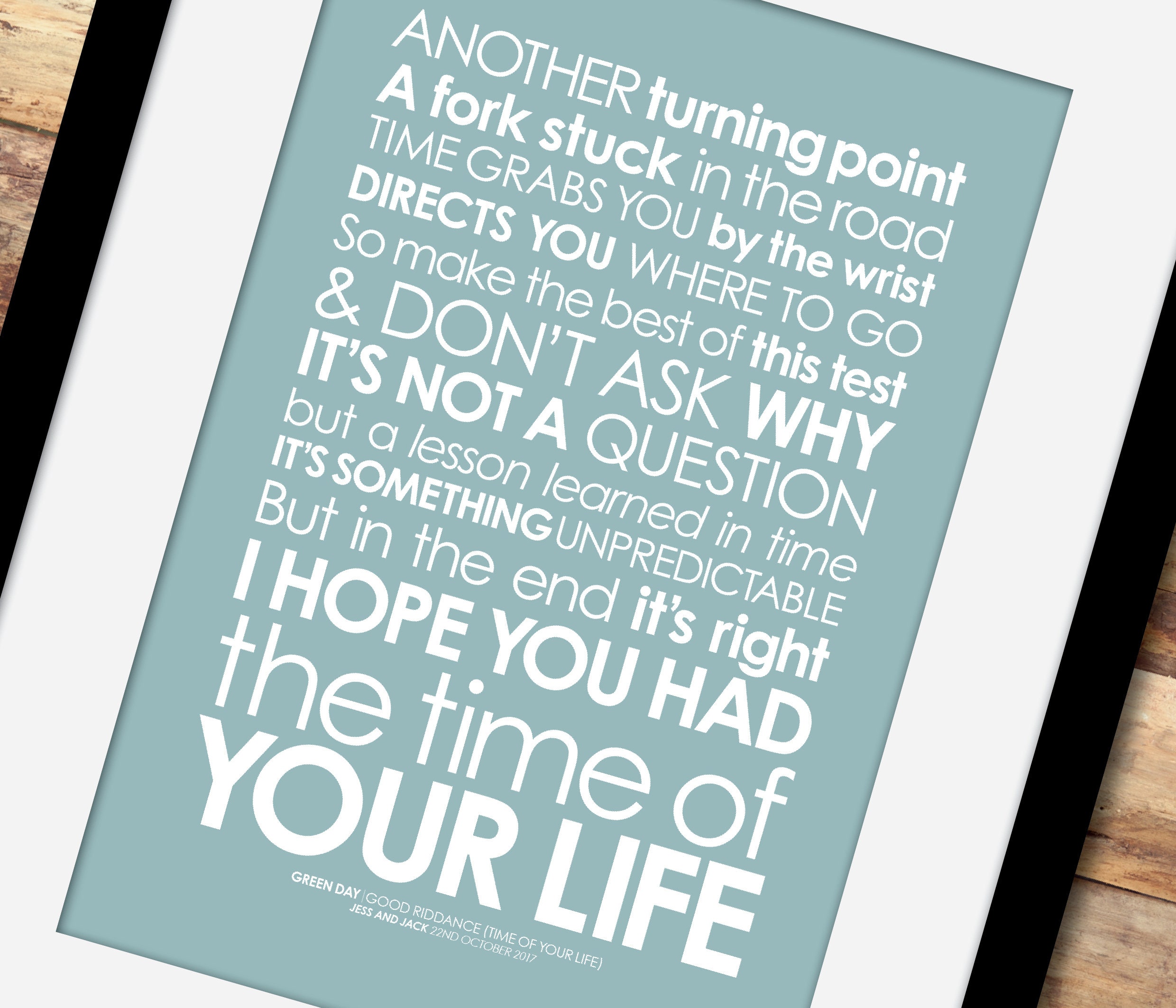 Green Day Good Riddance Time Of Your Life Lyrics Print Etsy