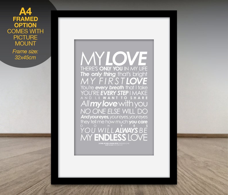 Lionel Richie and Diana Ross Endless Love LYRICS print