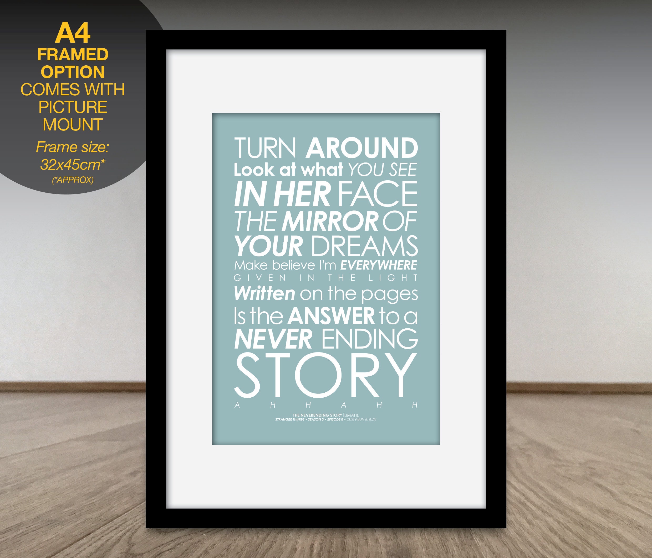 The Never Ending Story song LYRICS print. Add a PERSONALISED Etsy