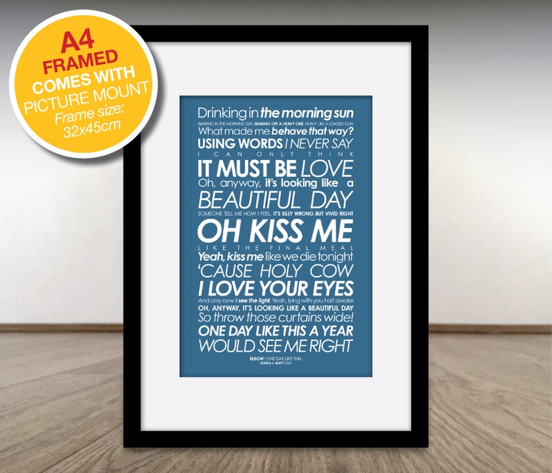 Elbow One Day Like This LYRICS print. With PERSONALISED Etsy Elbow One Day Like This LYRICS print. With PERSONALISED Etsy