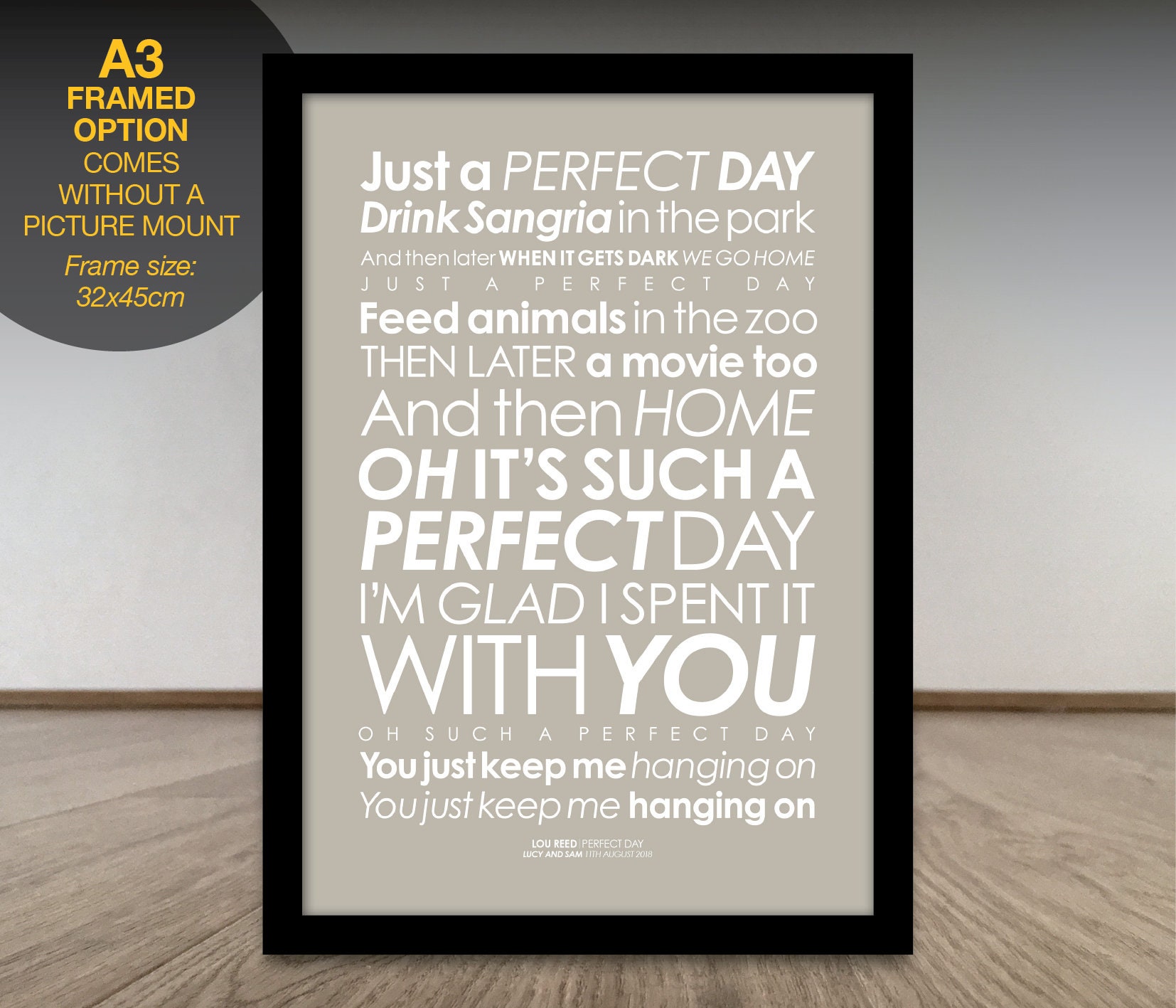Lou Reed Perfect Day LYRICS print. With PERSONALISED MESSAGE. Etsy Lou Reed Perfect Day LYRICS print. With PERSONALISED MESSAGE. Etsy