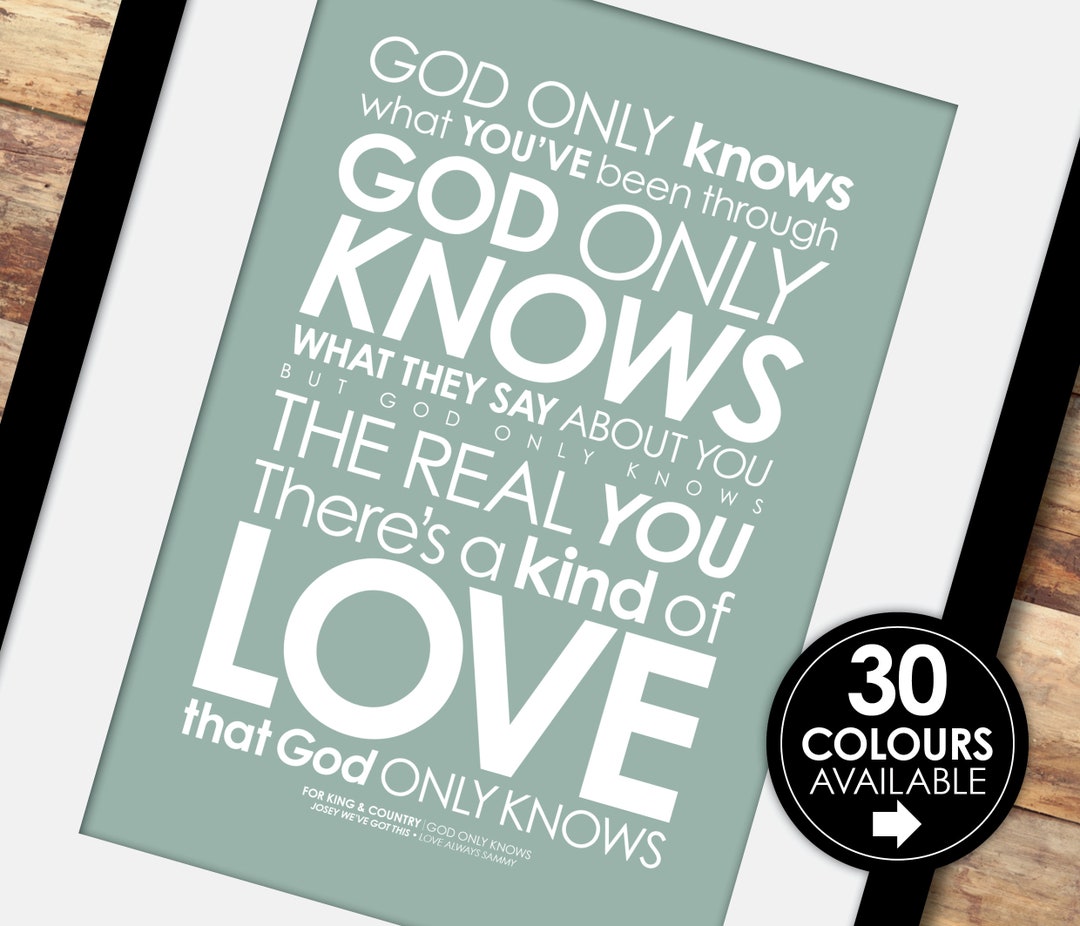 Awesome God / God Only Knows Lyrics Gallery Wall Art Print God Only Knows LYRICS Print Optional