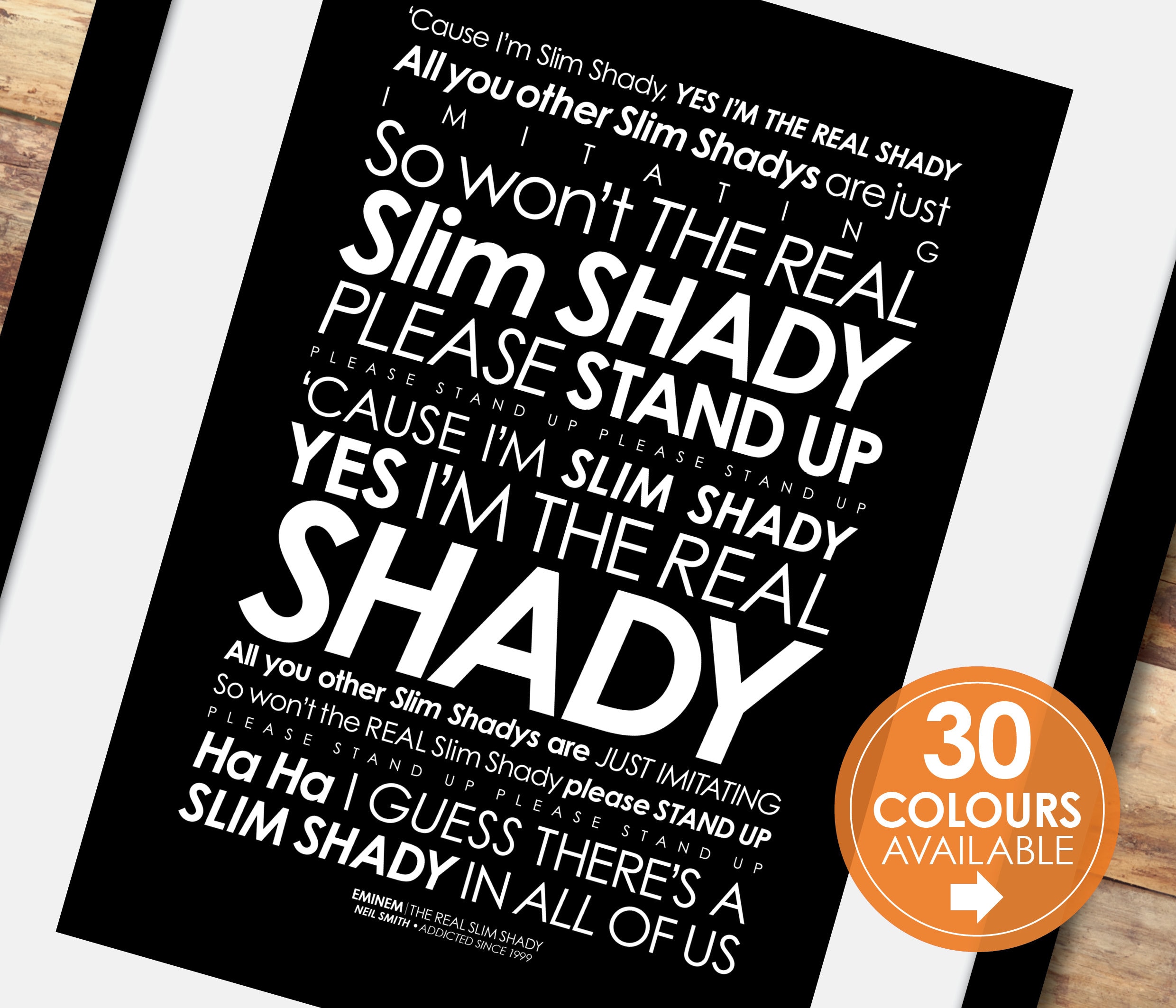 Eminem The Real Slim Shady LYRIC print Optional - Etsy Polska.