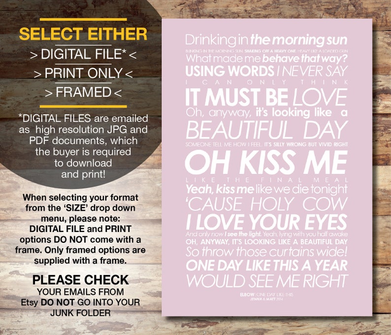 Elbow One Day Like This LYRICS print. With PERSONALISED Etsy Elbow One Day Like This LYRICS print. With PERSONALISED Etsy