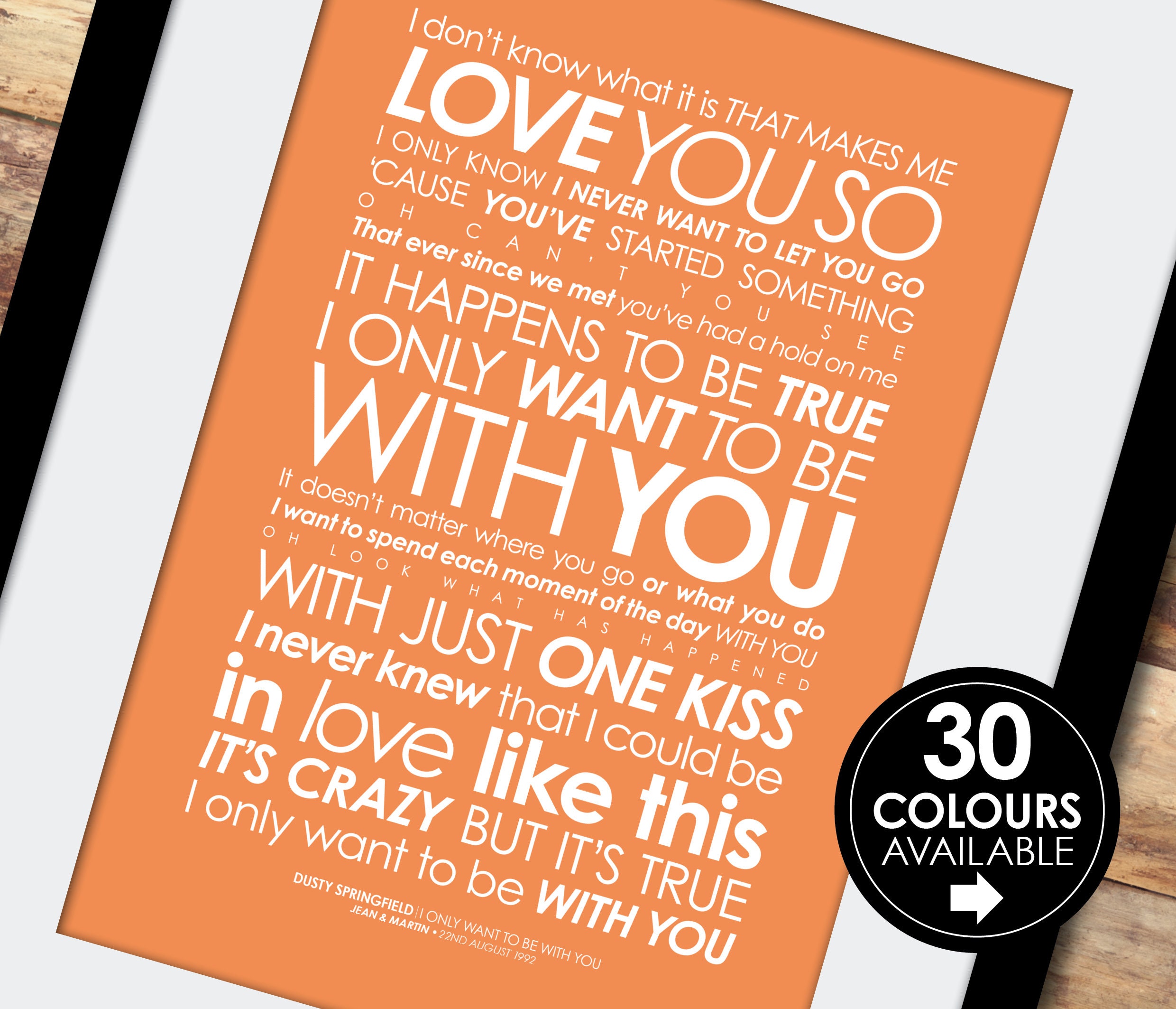Dusty Springfield I Only Want To Be With You Lyrics Print Etsy